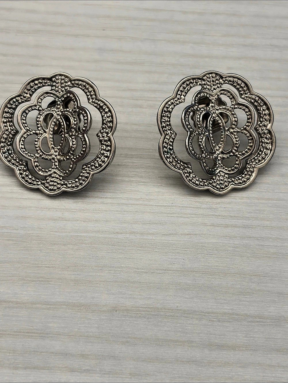 Silver-Tone Floral Earrings